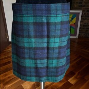 J. Crew Plaid Mini Skirt in Blue and Green, ECU